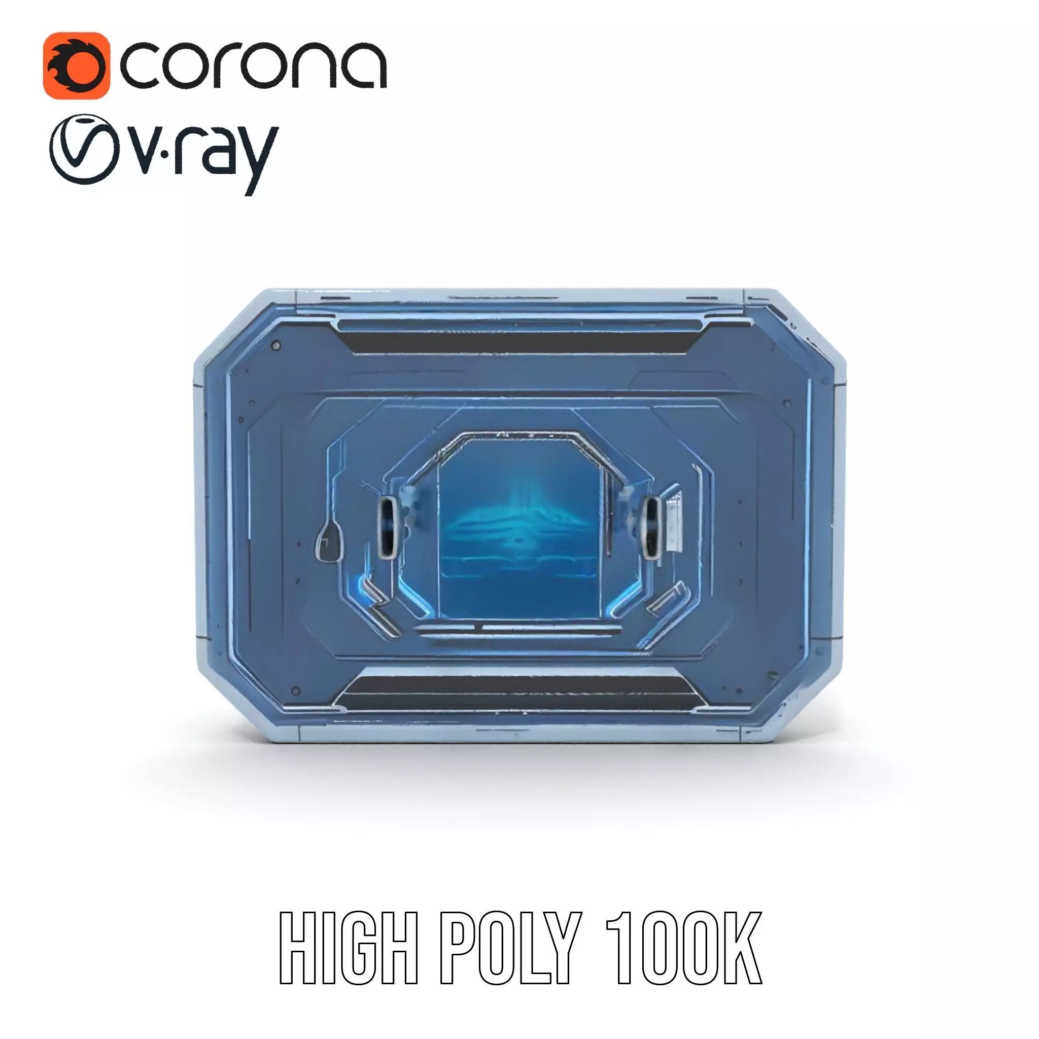 Futuristic Control Panel with Blue Neon Lights Model Pack Low-poly 3D model_21