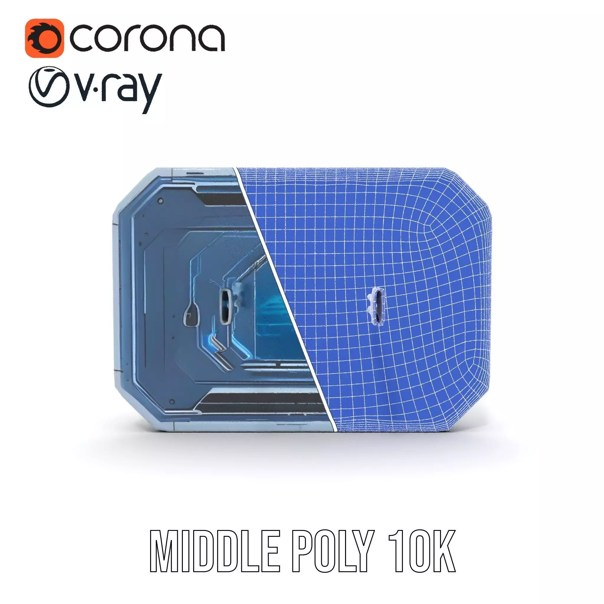 Futuristic Control Panel with Blue Neon Lights Model Pack Low-poly 3D model_25