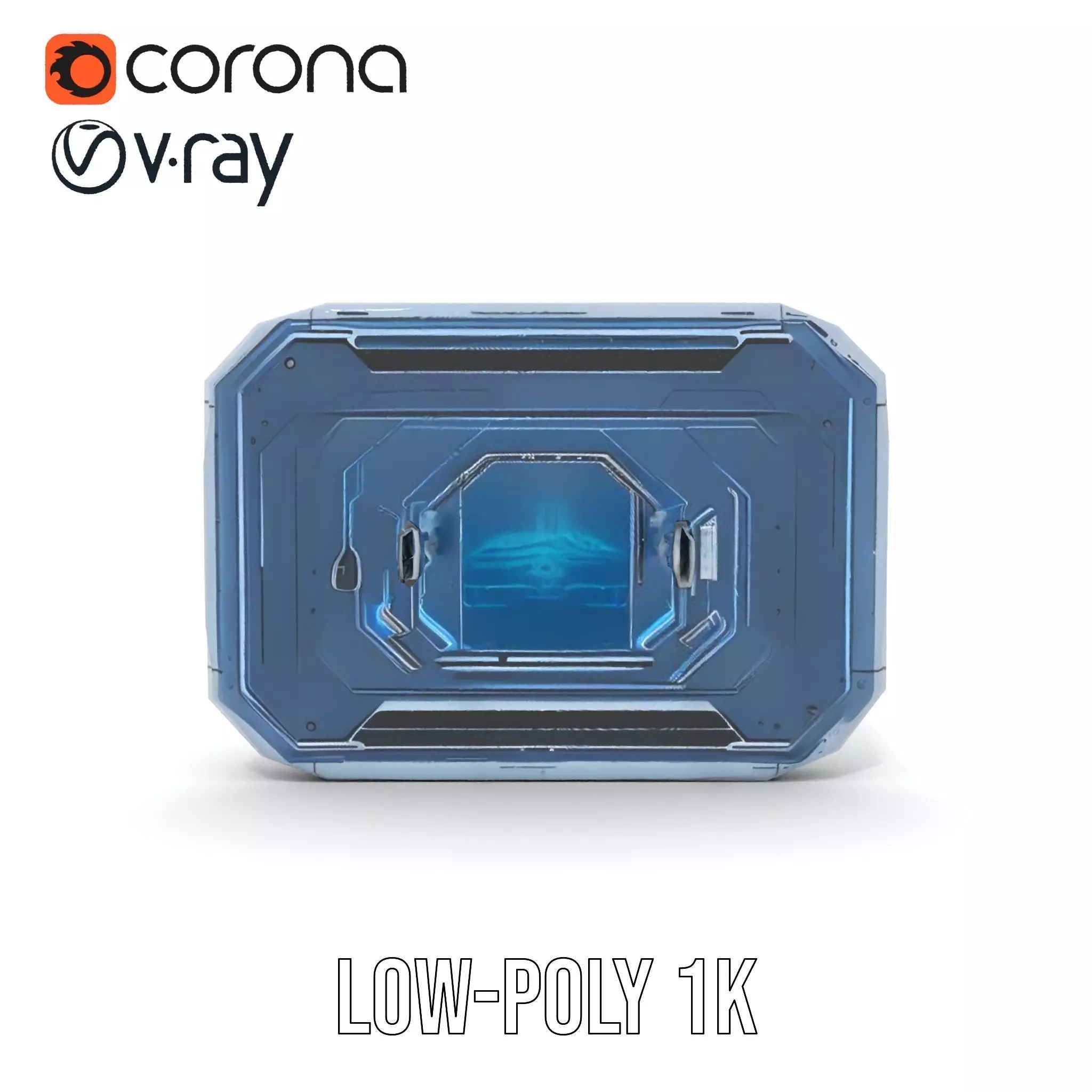 Futuristic Control Panel with Blue Neon Lights Model Pack Low-poly 3D model_18