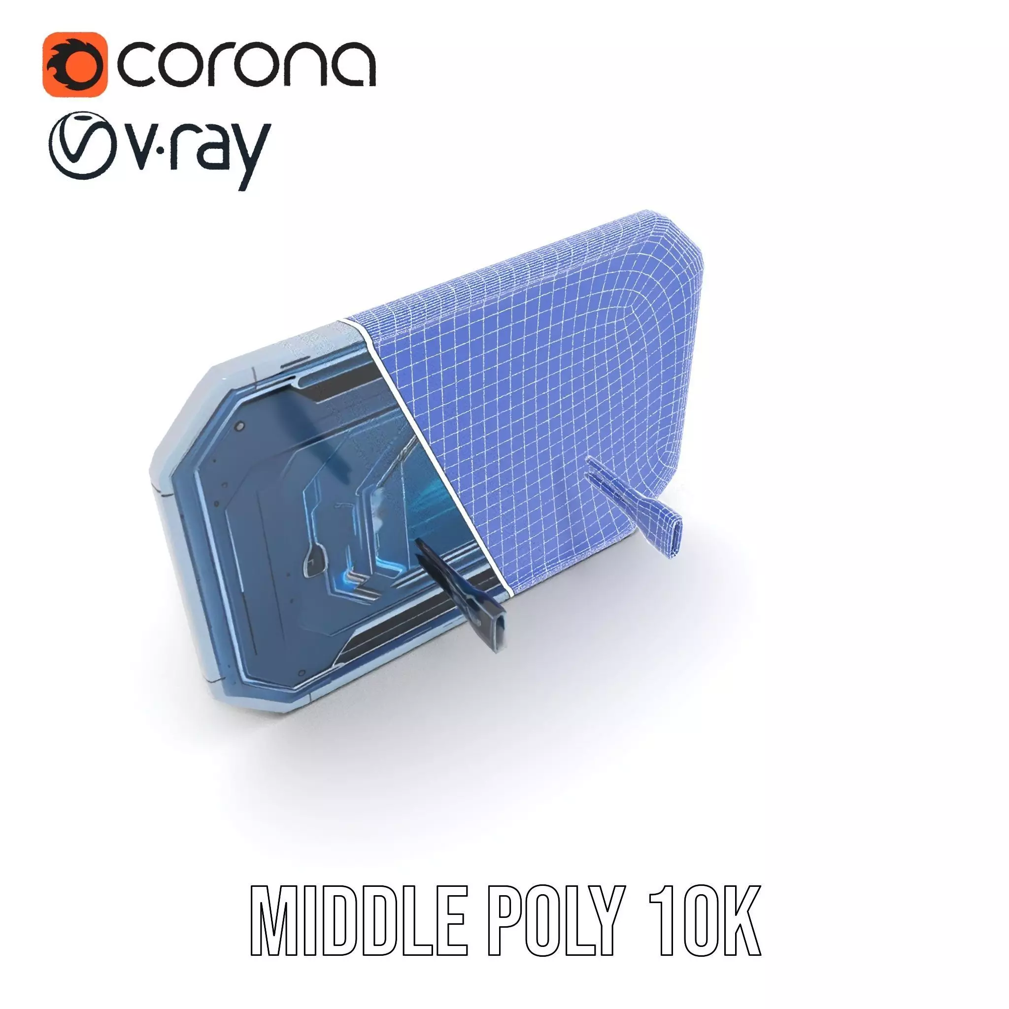 Futuristic Control Panel with Blue Neon Lights Model Pack Low-poly 3D model_28