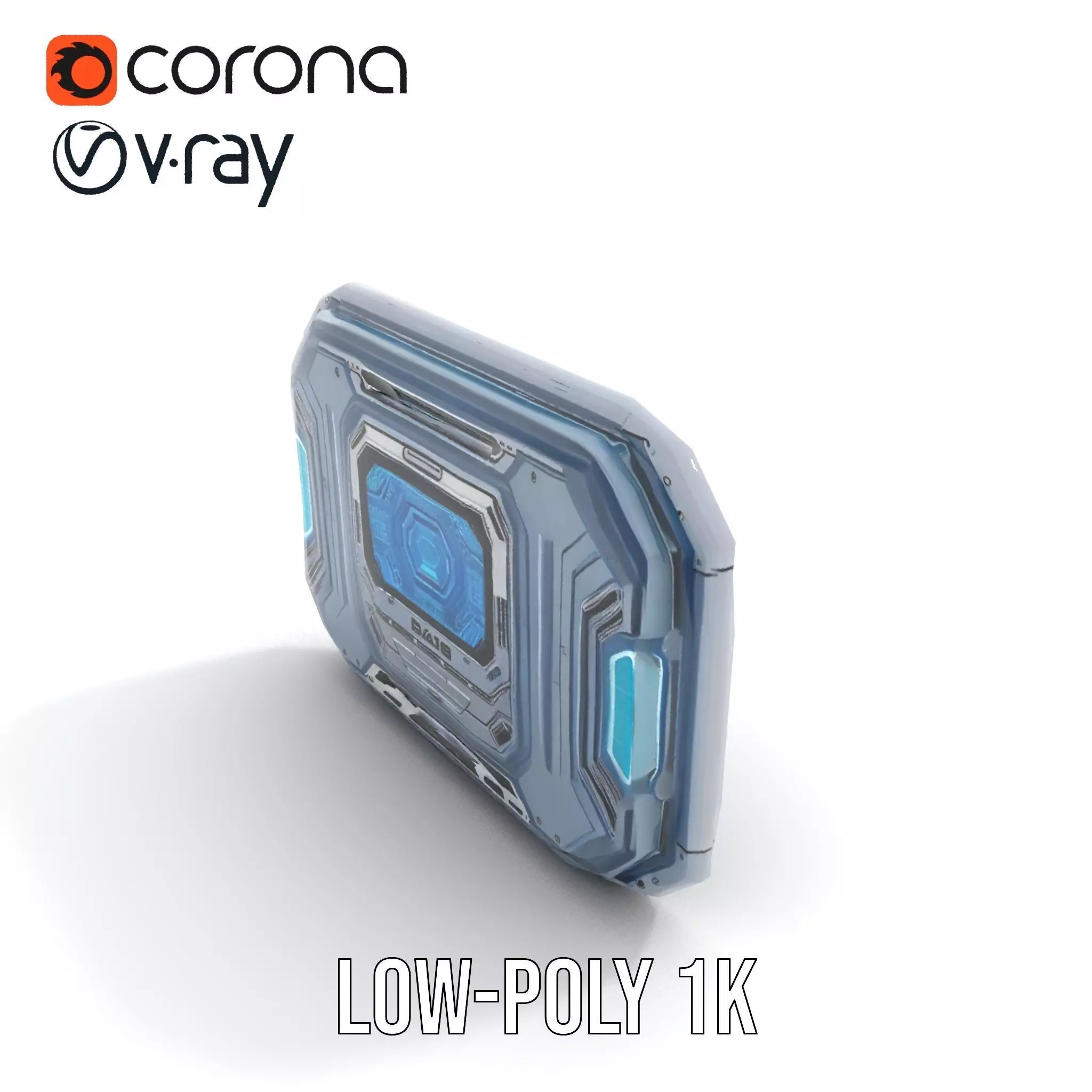 Futuristic Control Panel with Blue Neon Lights Model Pack Low-poly 3D model_8