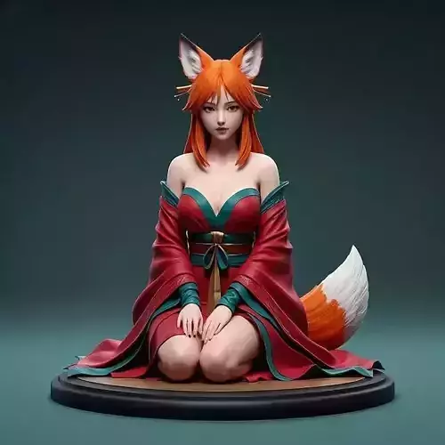 1634  COLORFUL  Fox Spirit Woman in Pu Song Ling Style