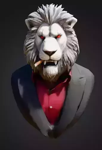 Mafia Lion Boss 3D Model with Cigar and Car 3D model