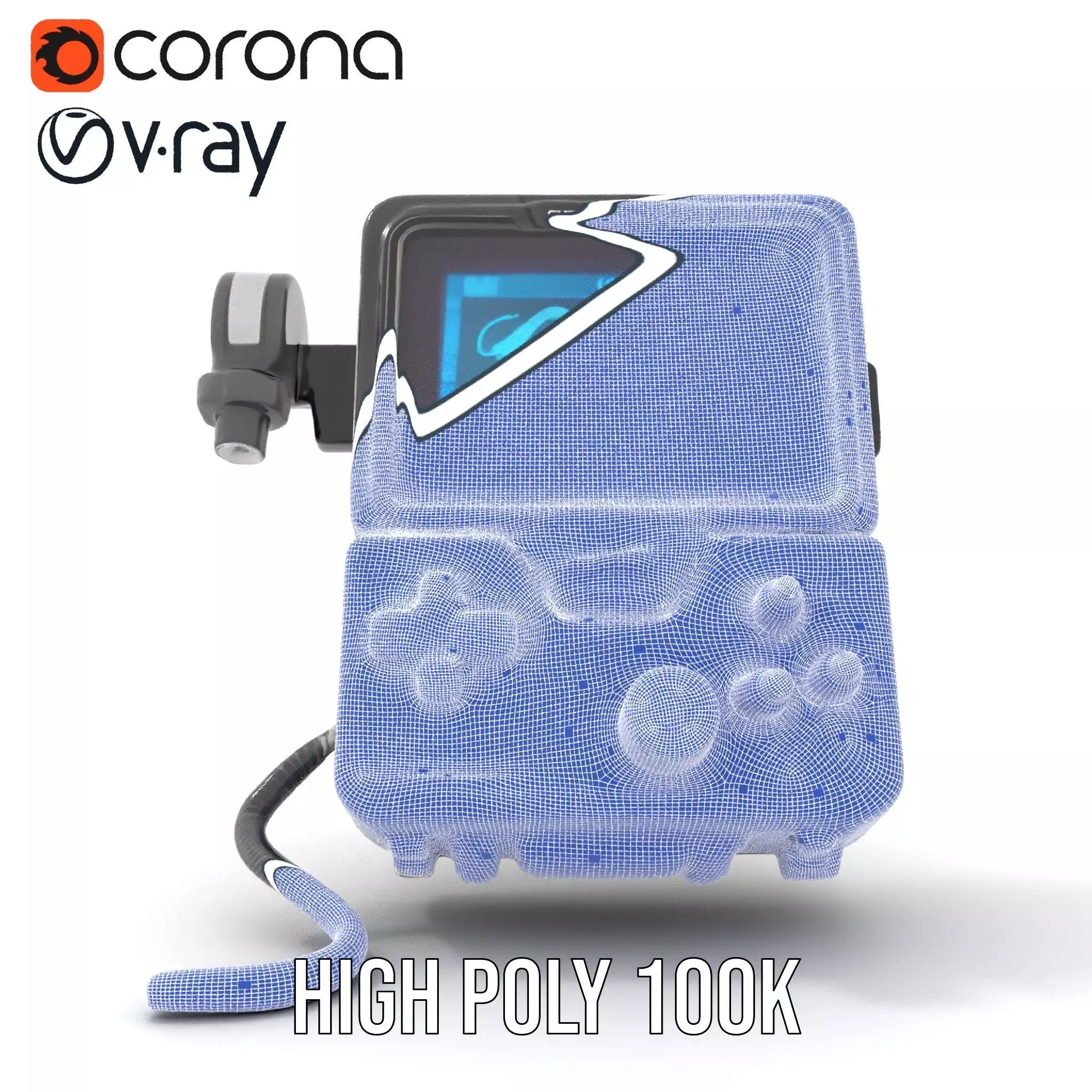 Retro Futuristic Handheld Device Model Pack Low-poly 3D model_33