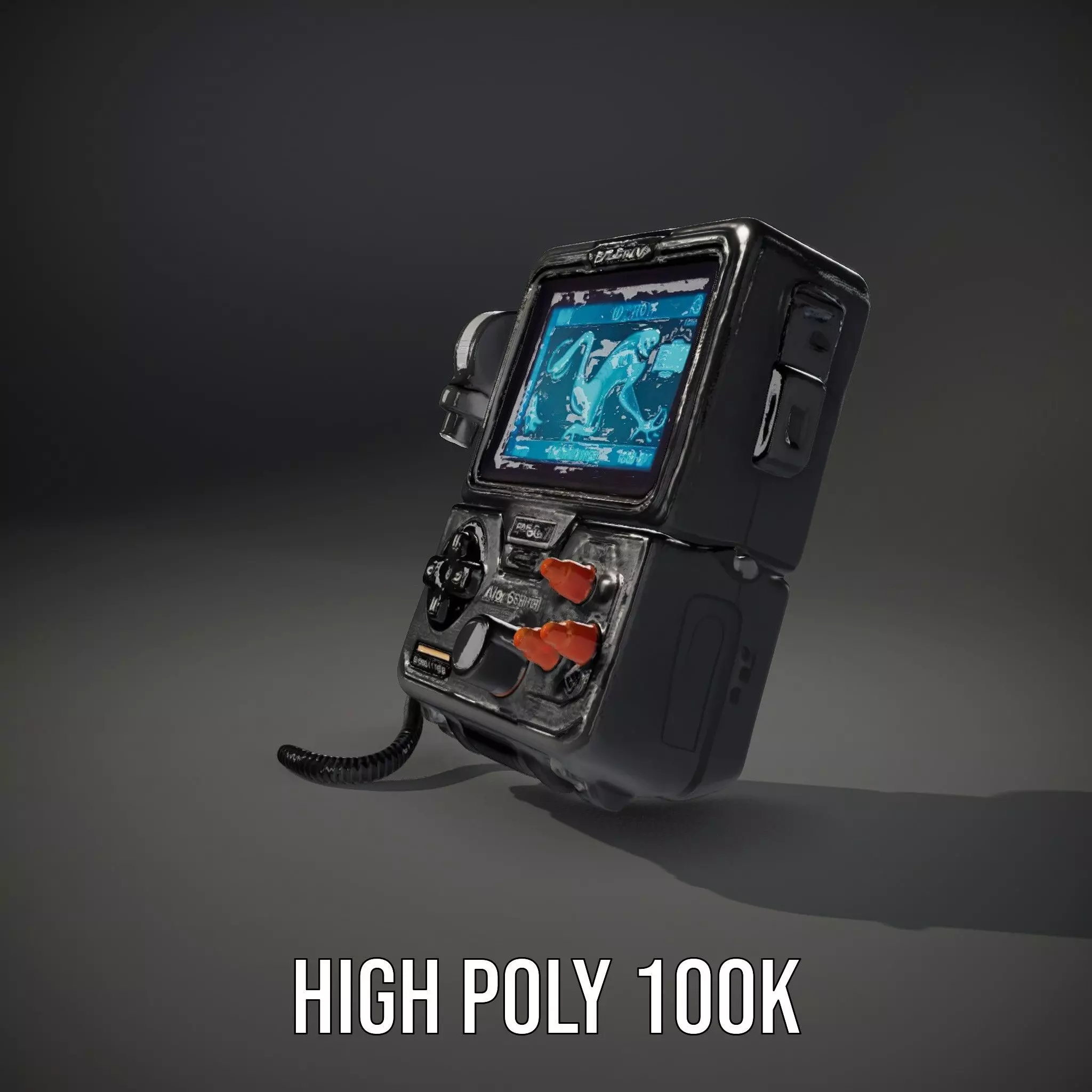 Retro Futuristic Handheld Device Model Pack Low-poly 3D model_9