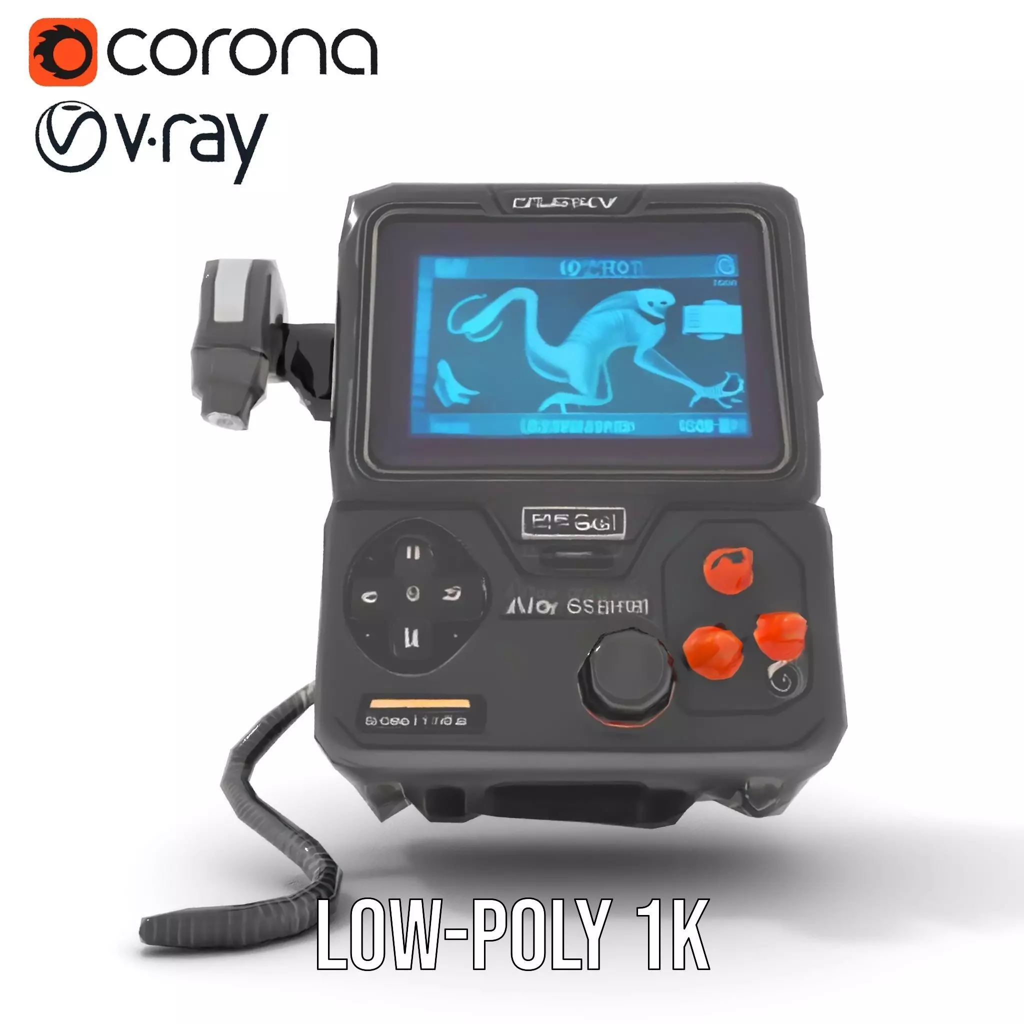 Retro Futuristic Handheld Device Model Pack Low-poly 3D model_20