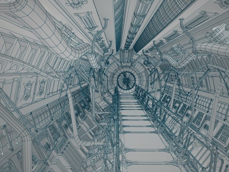 Sci Fi Tunnel Low-poly 3D model_4