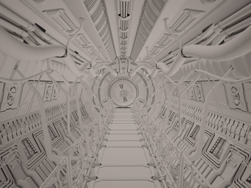 Sci Fi Tunnel Low-poly 3D model_6