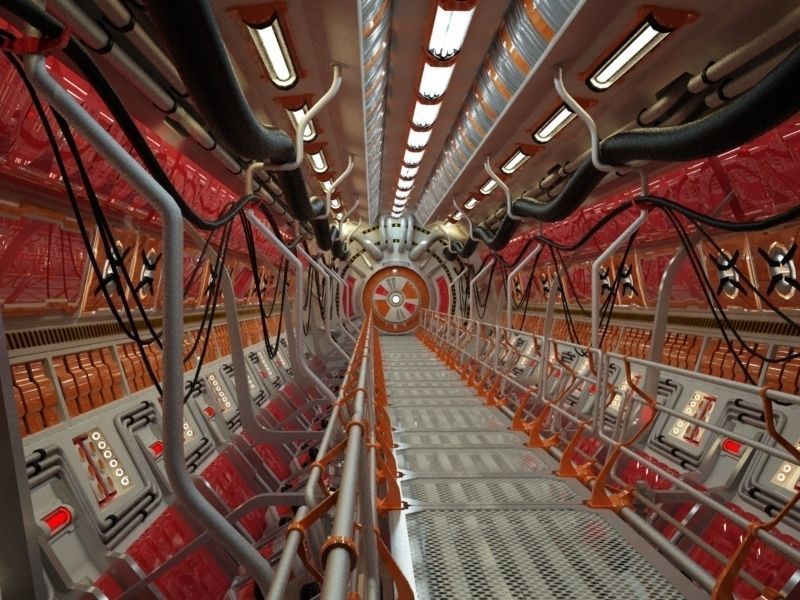 Sci Fi Tunnel Low-poly 3D model_2