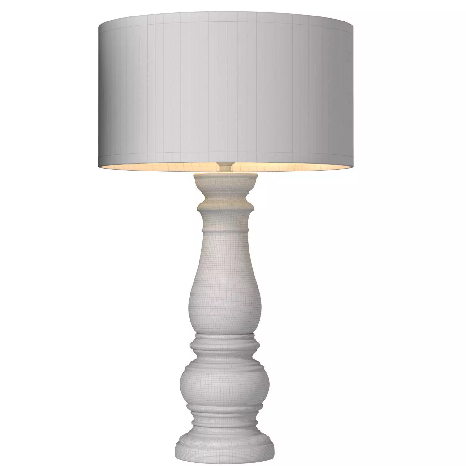 Rustic Distressed Nightstand Table Lamp with Carved Wood Base 3D model_4