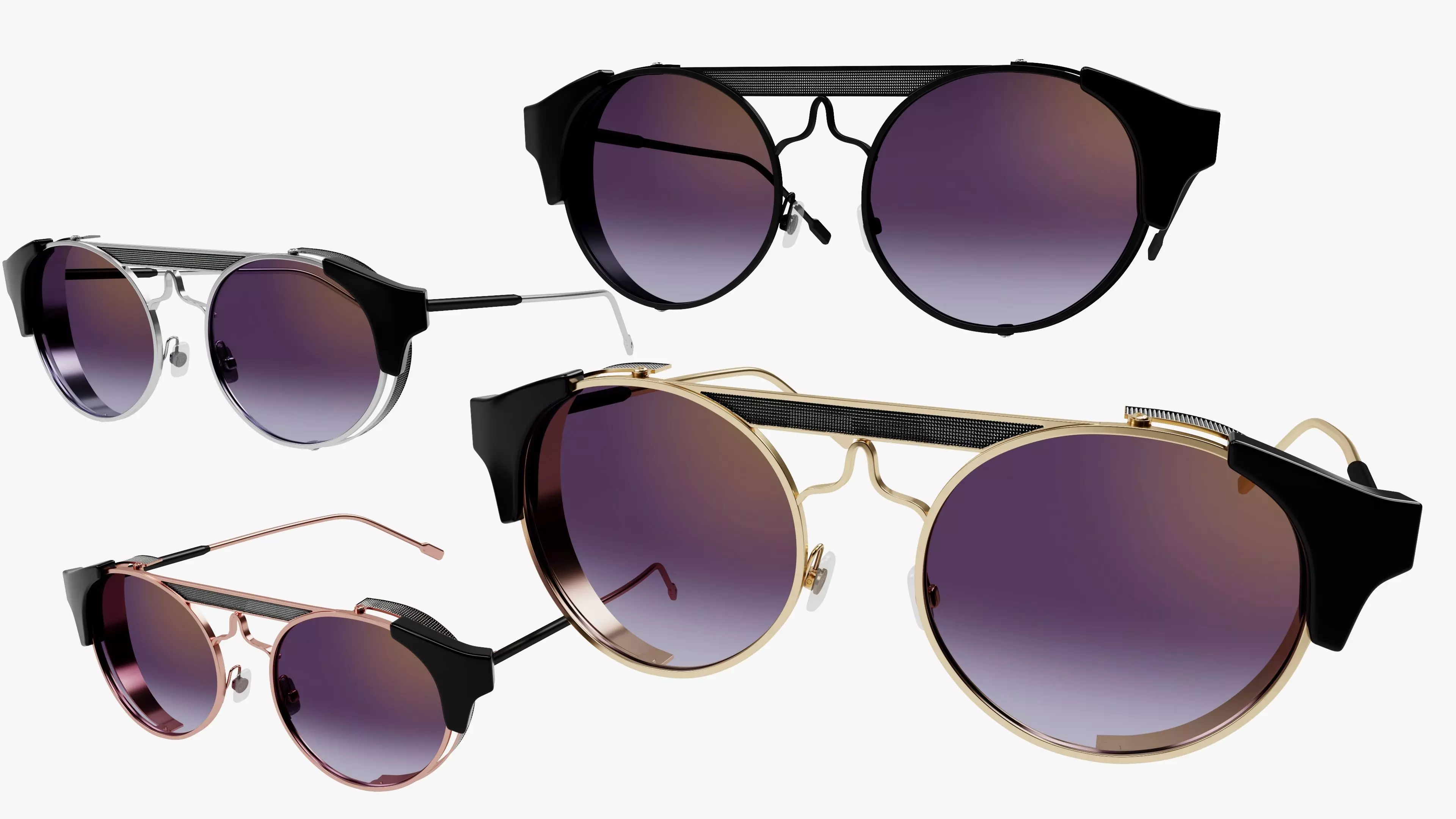 Luxury Sunglasses  - 4 Metal Variants - PBR  3D model_0