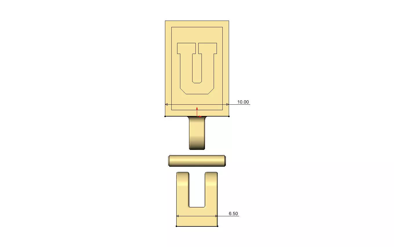 U letter varsity font 12x10x10mm enamel bail link 3D print model_6