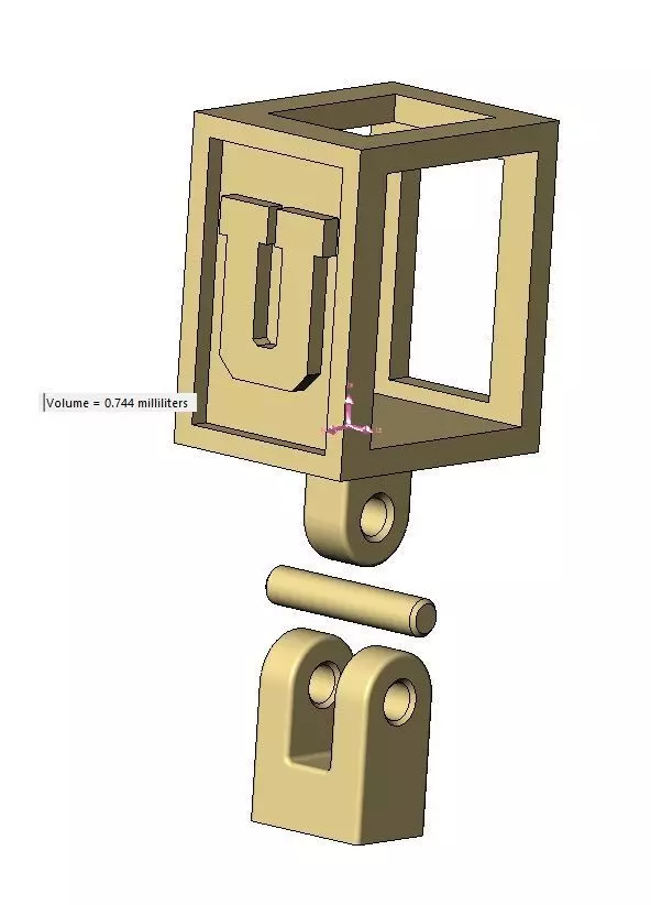 U letter varsity font 12x10x10mm enamel bail link 3D print model_12