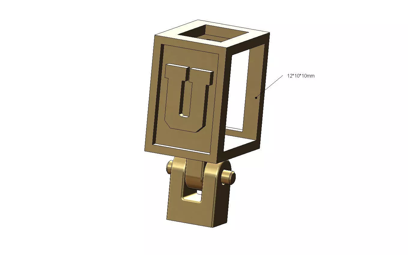 U letter varsity font 12x10x10mm enamel bail link 3D print model_0