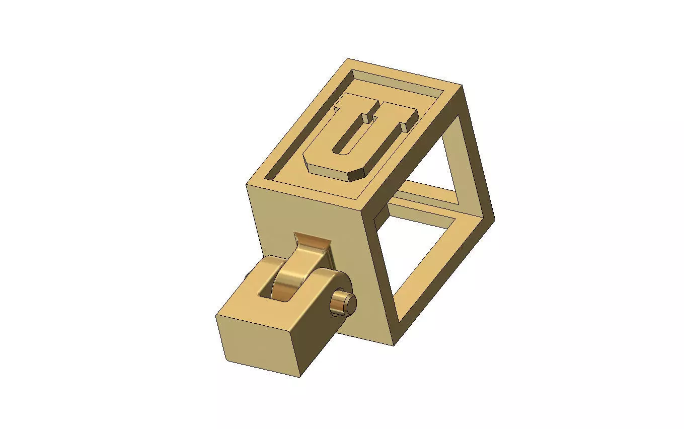 U letter varsity font 12x10x10mm enamel bail link 3D print model_2