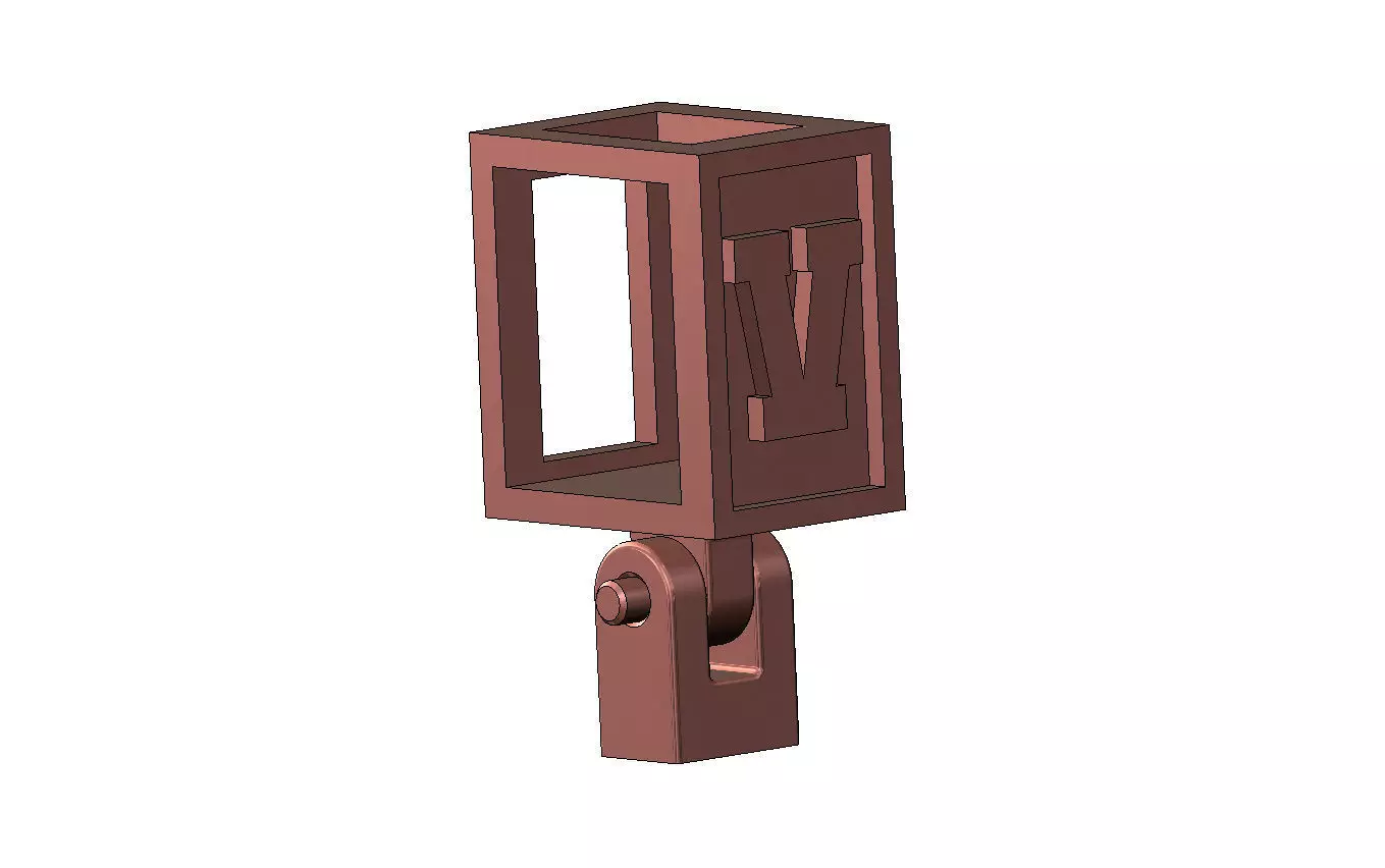 V letter varsity font 12x10x10mm enamel bail link 3D print model_12