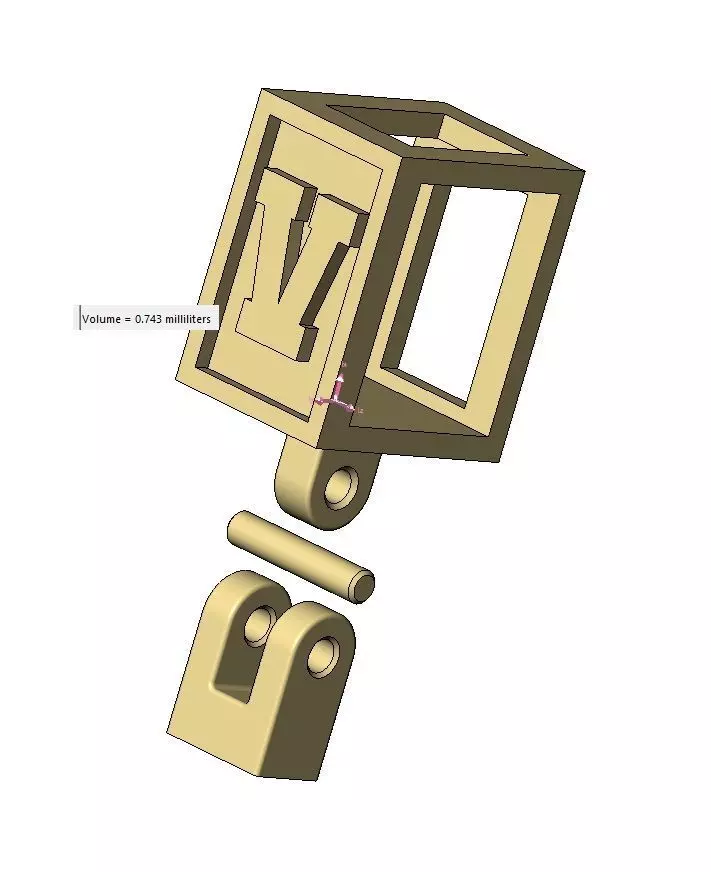 V letter varsity font 12x10x10mm enamel bail link 3D print model_13