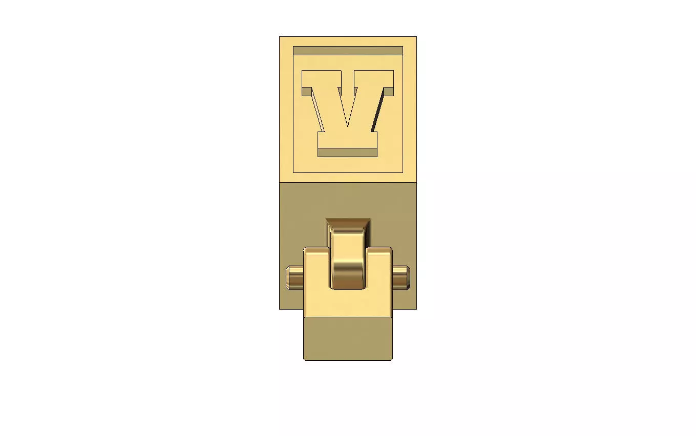 V letter varsity font 12x10x10mm enamel bail link 3D print model_2