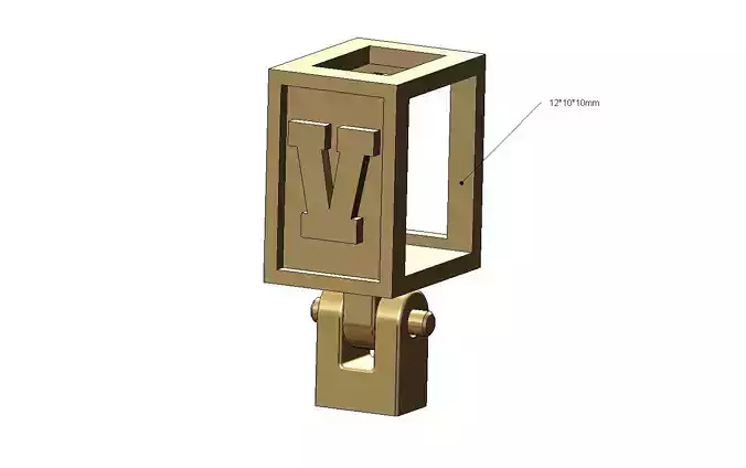 V letter varsity font 12x10x10mm enamel bail link 3D print model