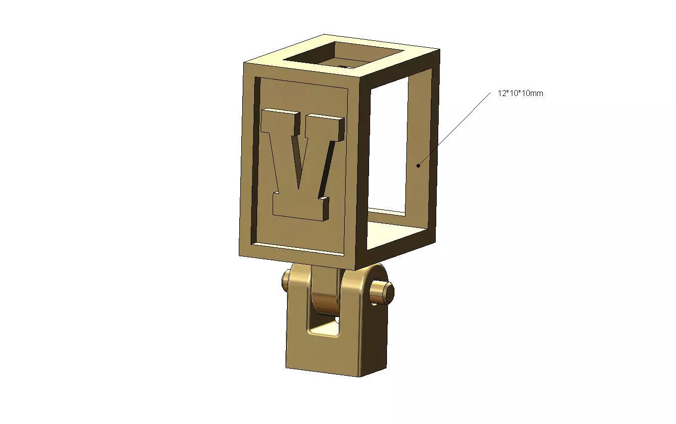 V letter varsity font 12x10x10mm enamel bail link 3D print model_0