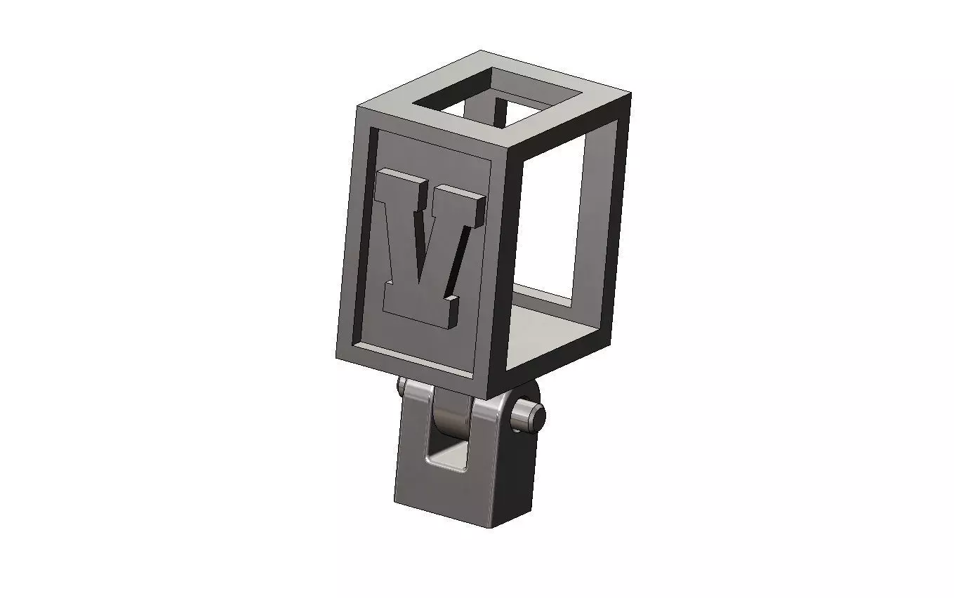 V letter varsity font 12x10x10mm enamel bail link 3D print model_11