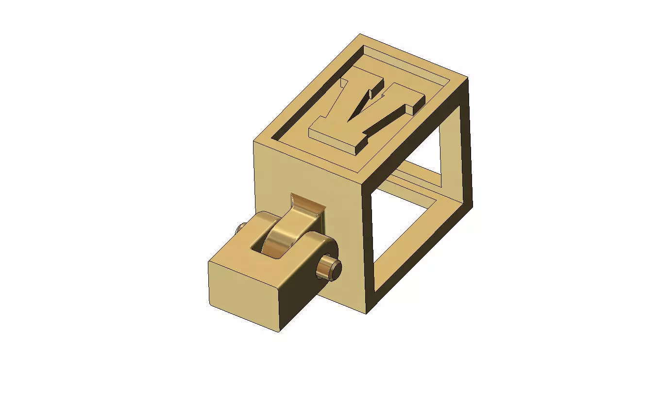 V letter varsity font 12x10x10mm enamel bail link 3D print model_3