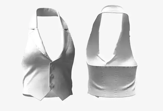 Enji Collared Vest for Women 3D Model for CLO MD