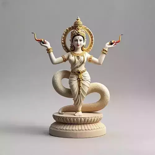 1637  Color 3D Model of a Dancing  Snake Woman in Indian Style 3D print model