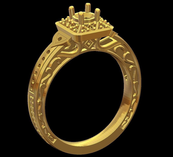Ring model ornate gold 3D print model
