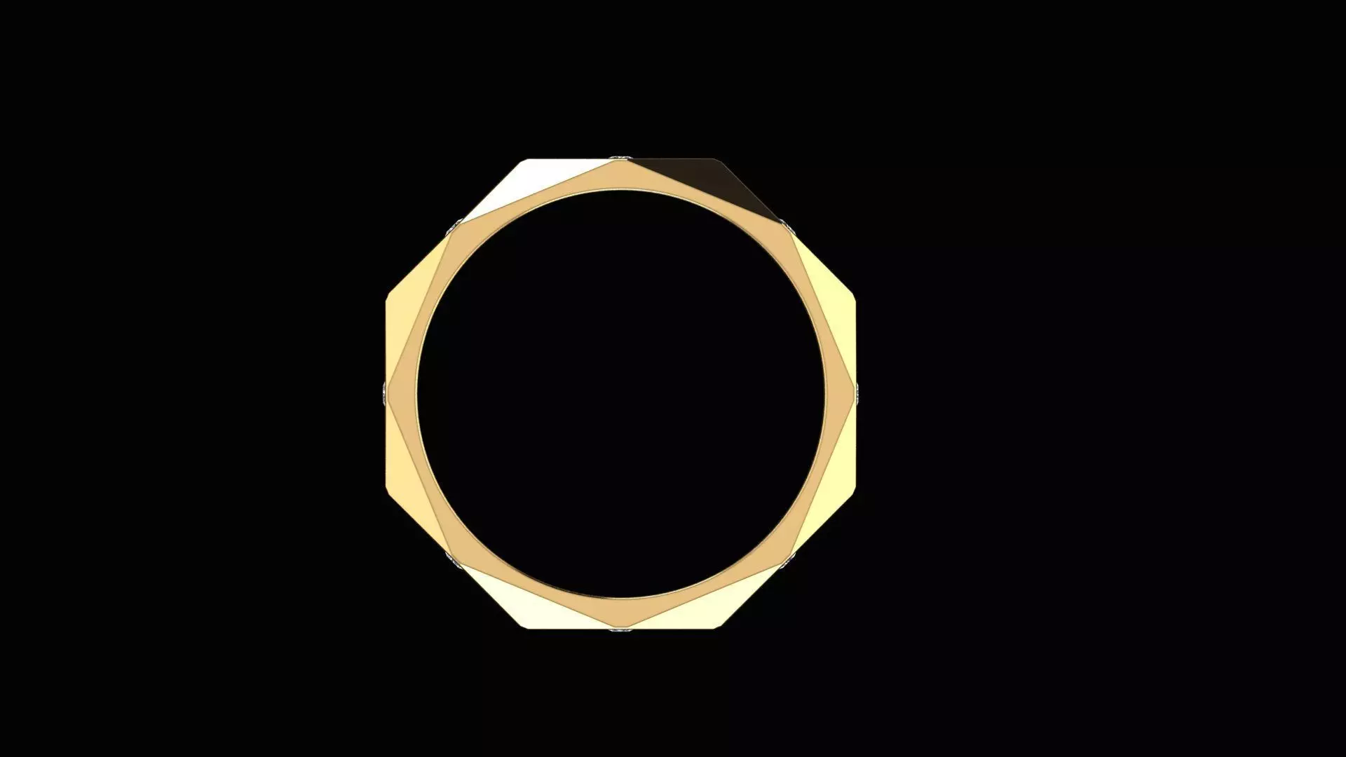 3D model of a faceted ring with gems 3D print model_1