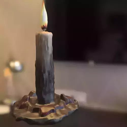Tall Melted Candle  Medieval Horror Style Low-poly 3D model