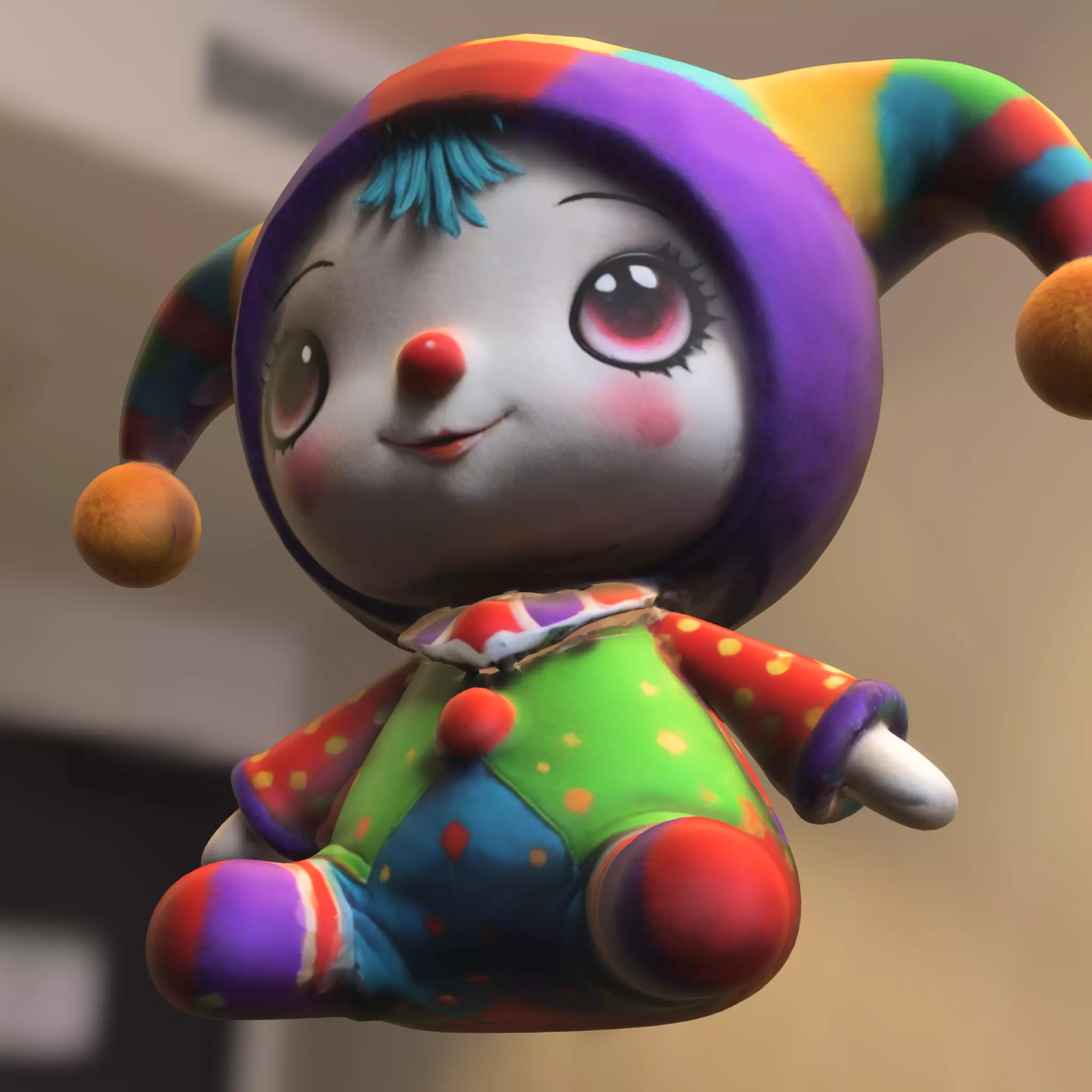 doll Harley QuinnPlush Low-poly 3D model_4