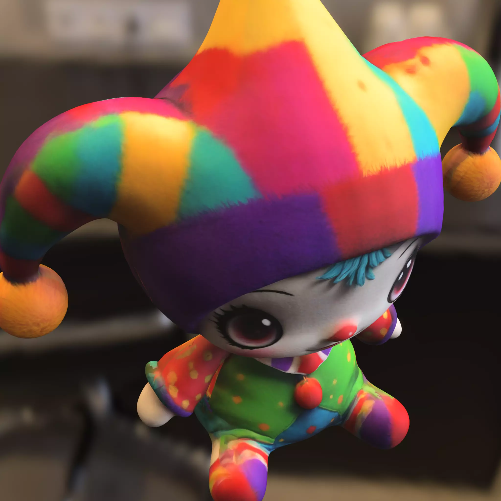 doll Harley QuinnPlush Low-poly 3D model_3