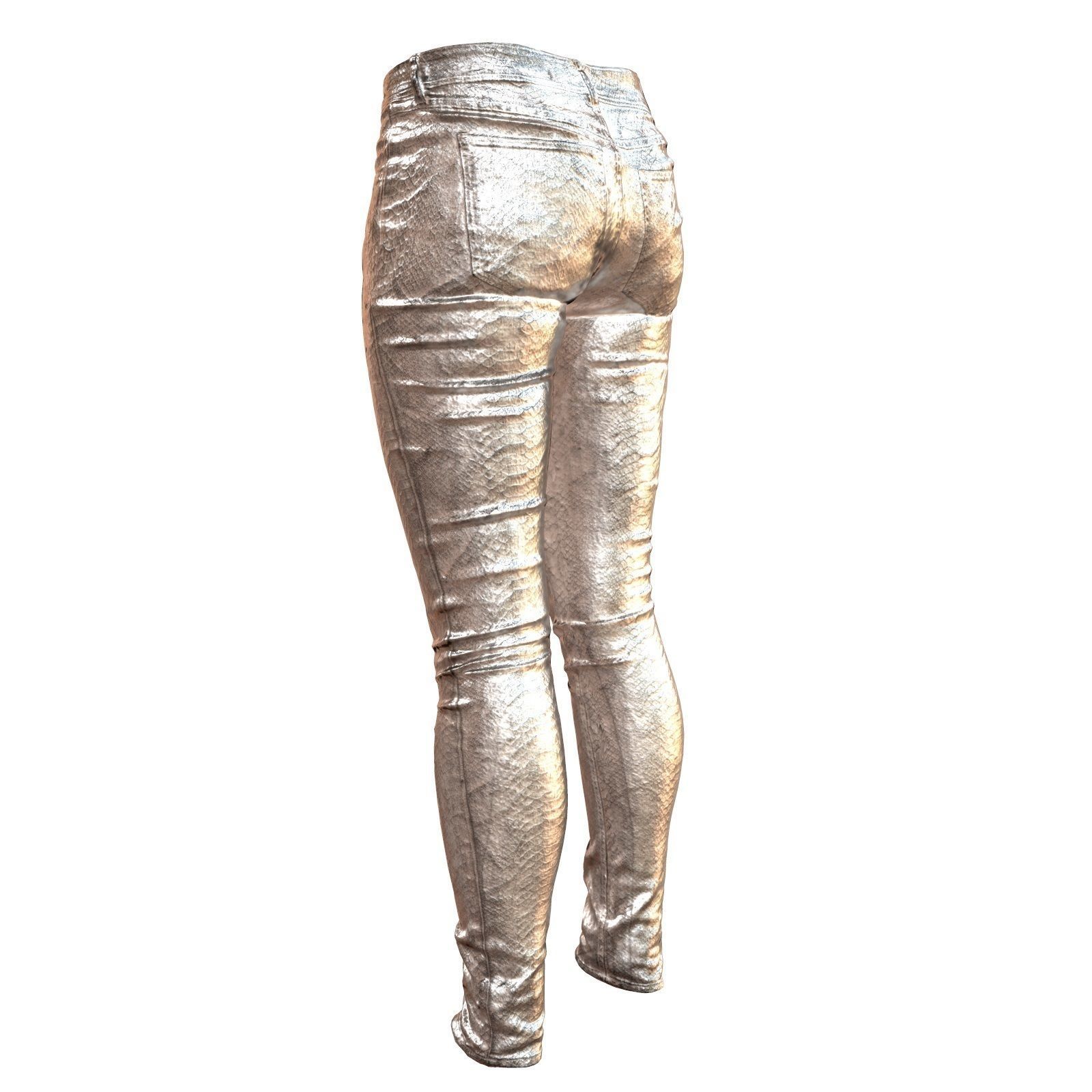 Unreal Pants Silver Low-poly 3D model_4
