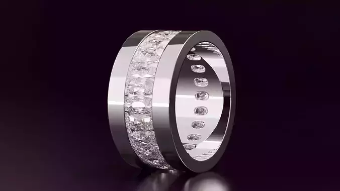 Channel Set Cushion Eternity Ring N03 288CT EU54 3D print model