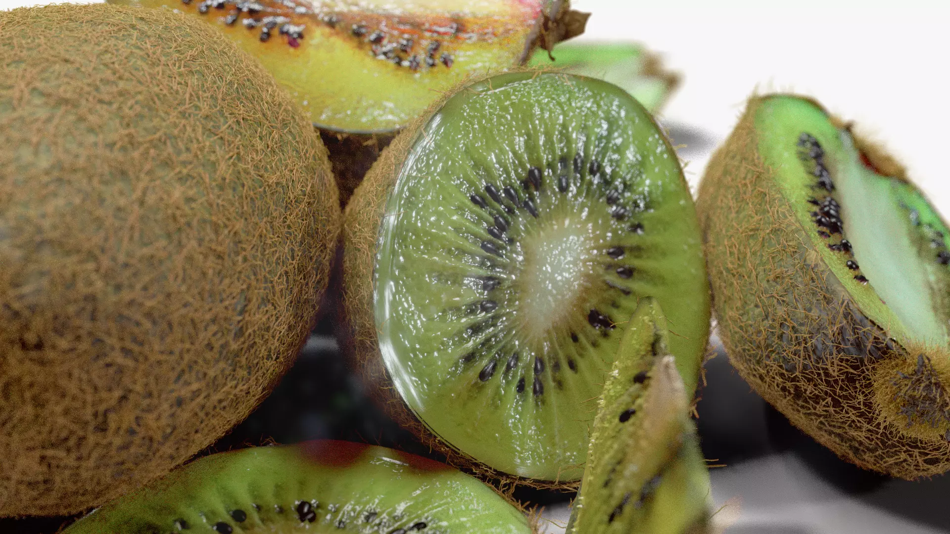 Realistic Kiwi Collection Low-poly 3D model_1