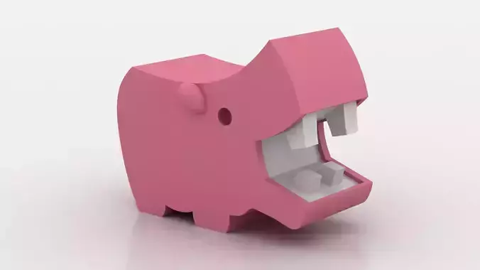 3D hippo  toy 3d printable model 