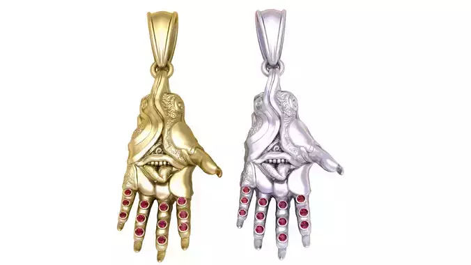  our 3D Gold Hand Pendant 