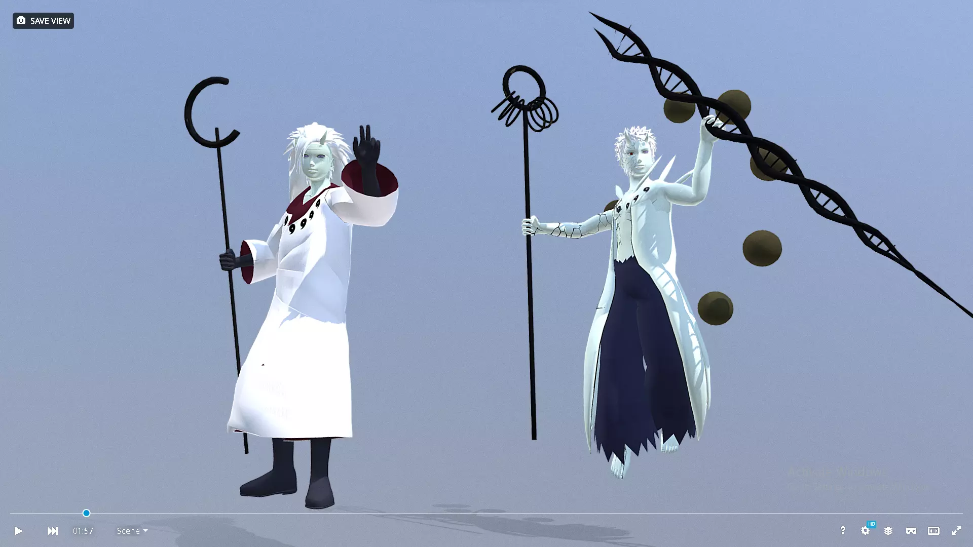 Madara and Obito Six path mode Rigged and Animated 3D model