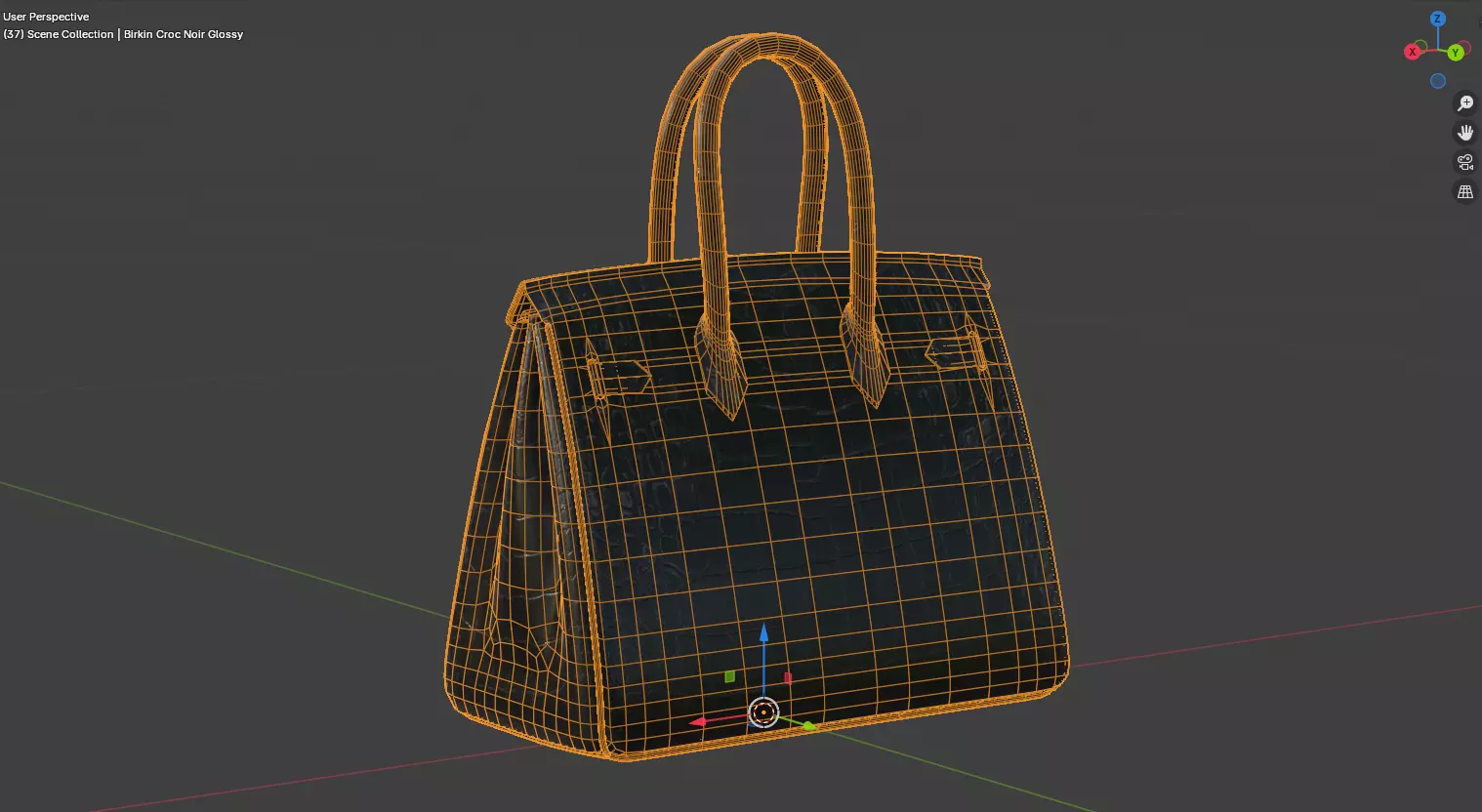 Birkin Croc Noir Glossy 3D Model Low-poly 3D model_5