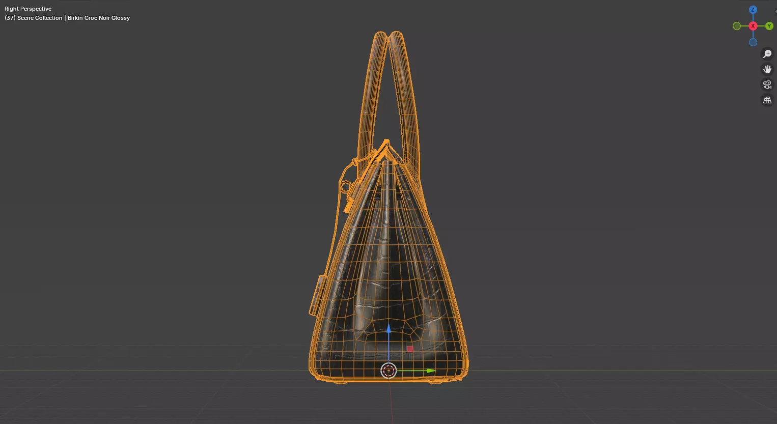 Birkin Croc Noir Glossy 3D Model Low-poly 3D model_2