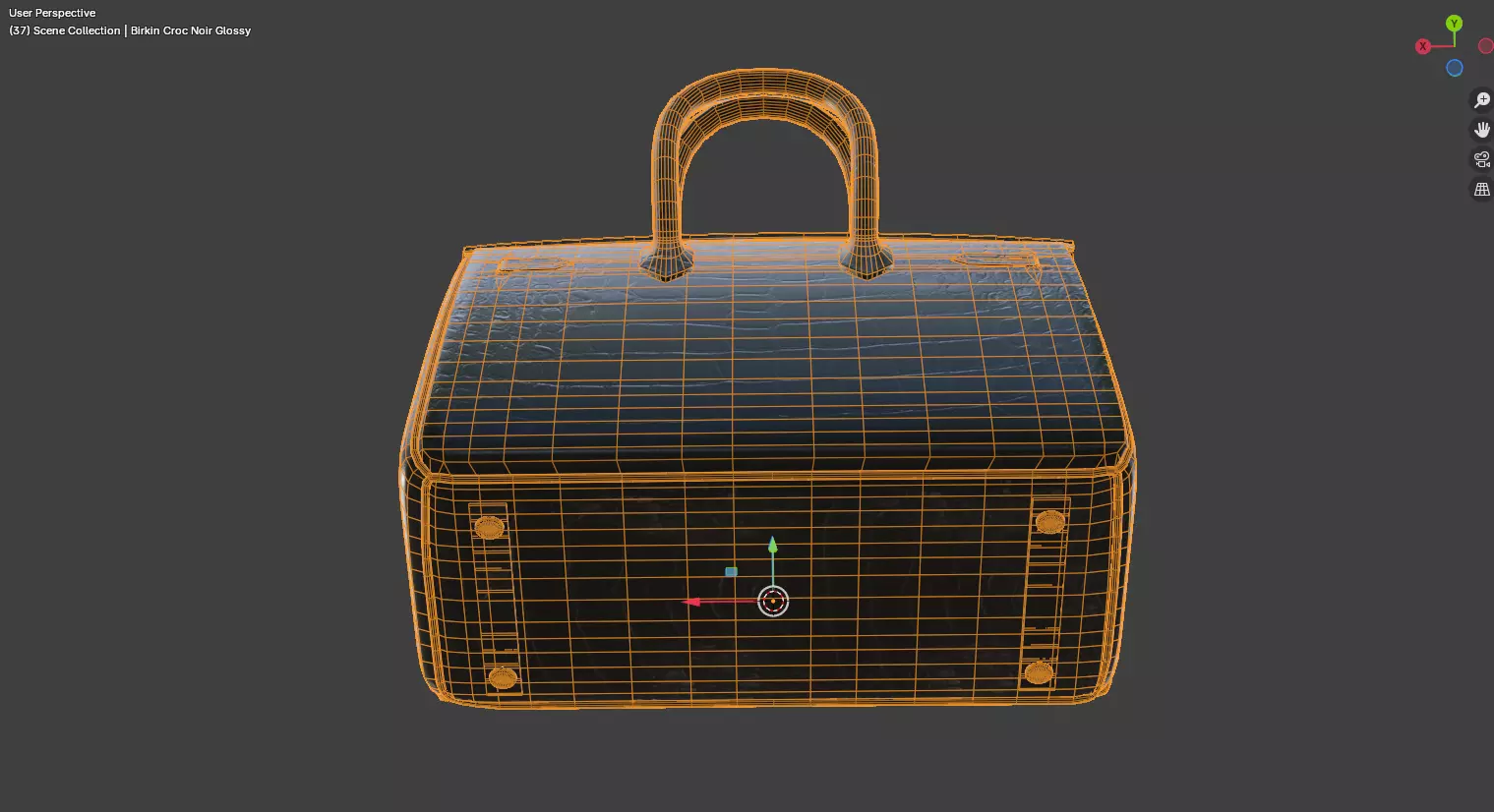 Birkin Croc Noir Glossy 3D Model Low-poly 3D model_6
