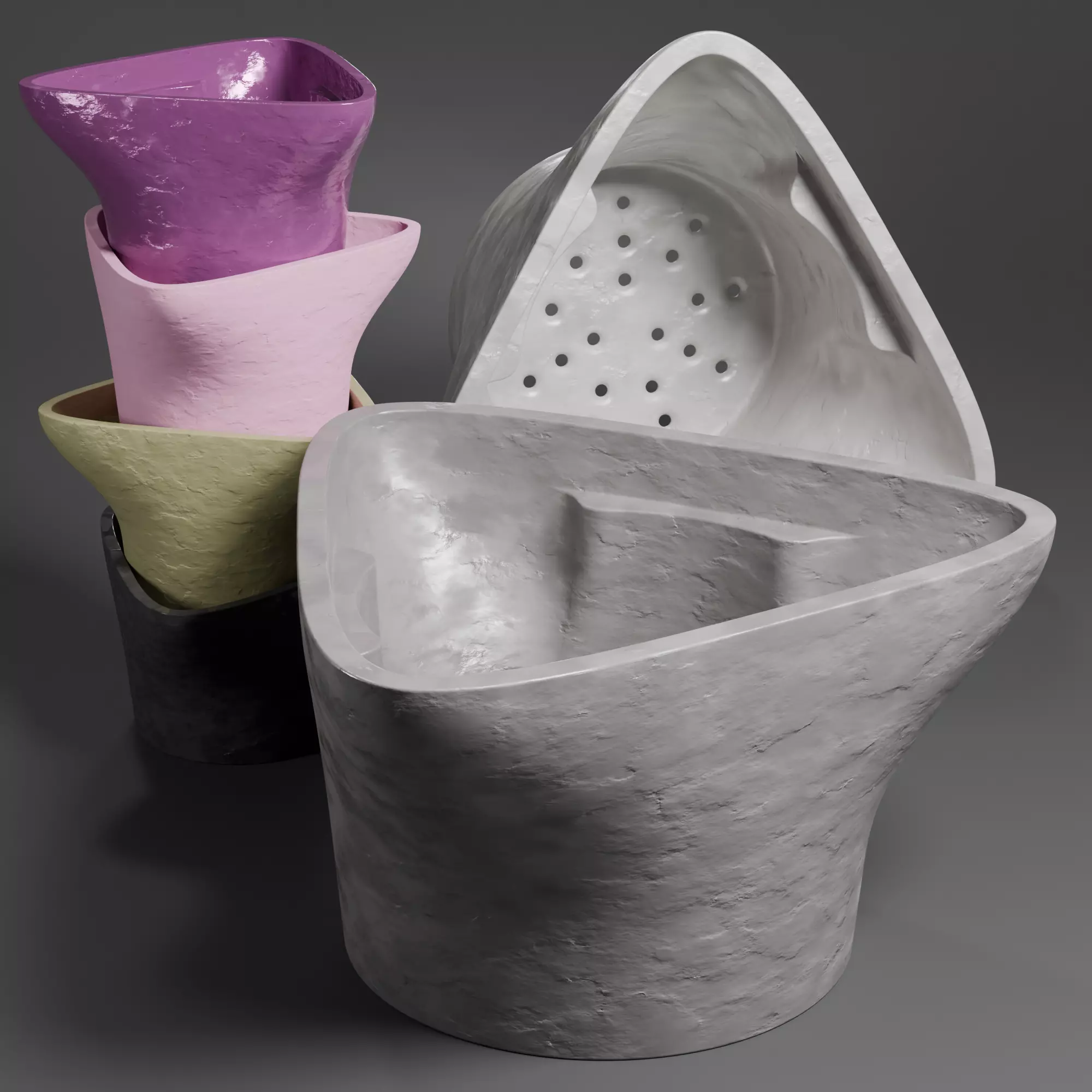 Stackable Castable Plant Tower     Organic Triangle Edition 3D print model_1