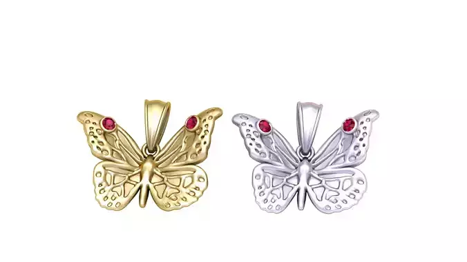 3D Butterfly Gold Pendant