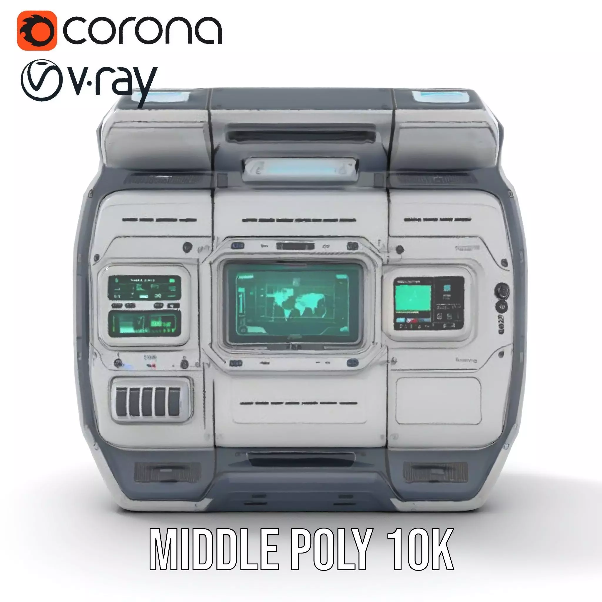 Futuristic Control Panel Model Pack with Interactive Screens Low-poly 3D model_14