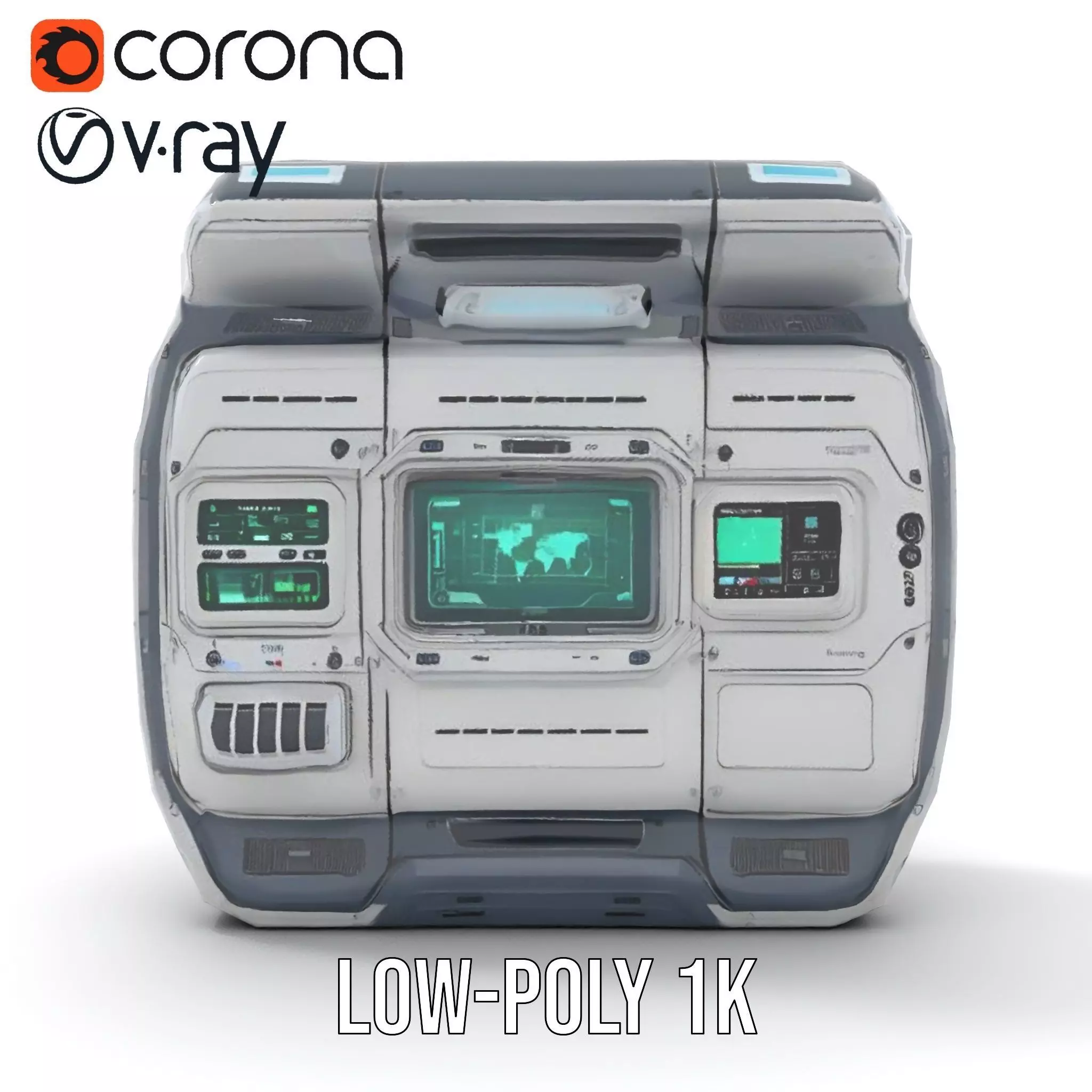 Futuristic Control Panel Model Pack with Interactive Screens Low-poly 3D model_22