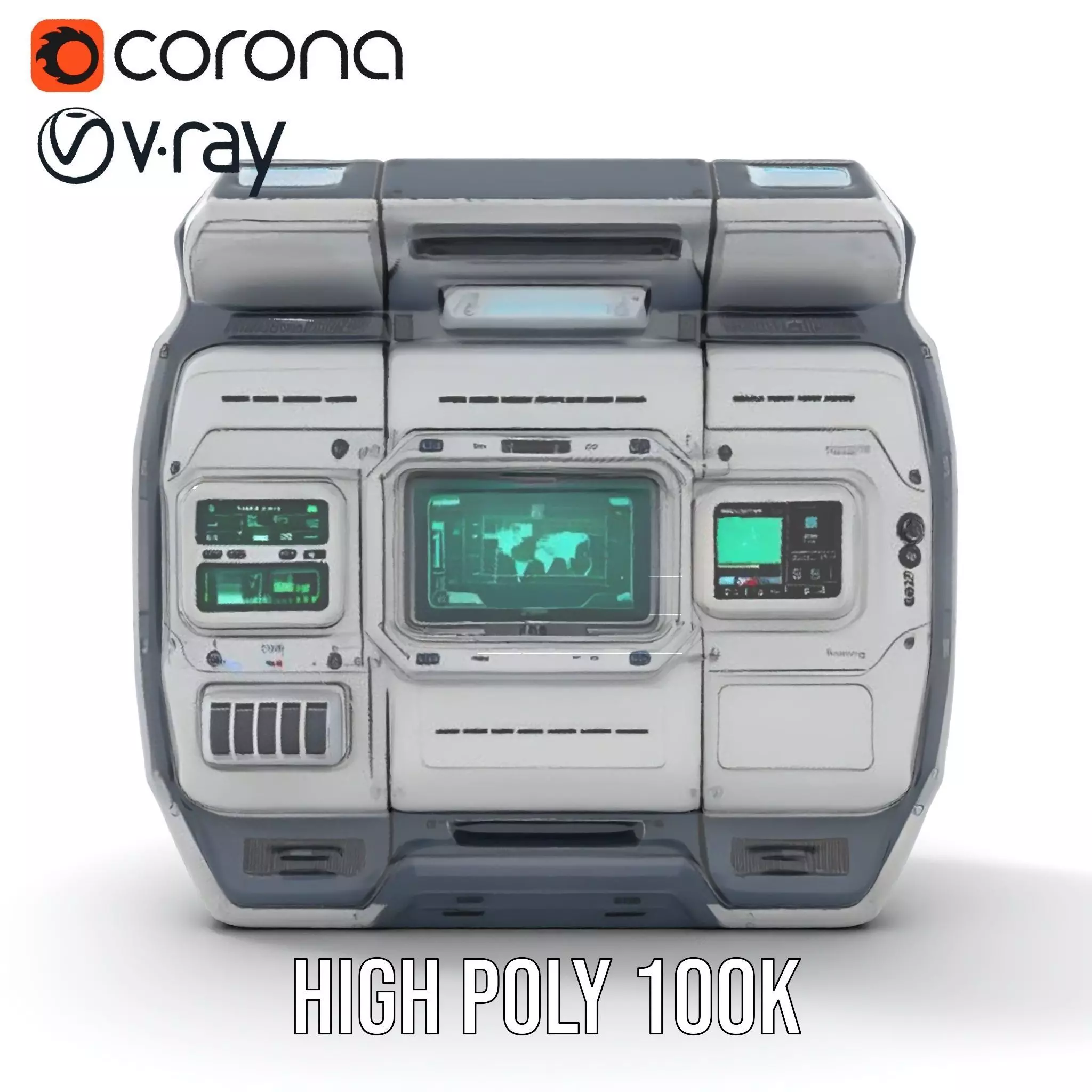 Futuristic Control Panel Model Pack with Interactive Screens Low-poly 3D model_20