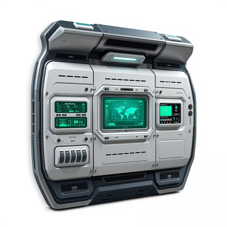 Futuristic Control Panel Model Pack with Interactive Screens Low-poly 3D model_3