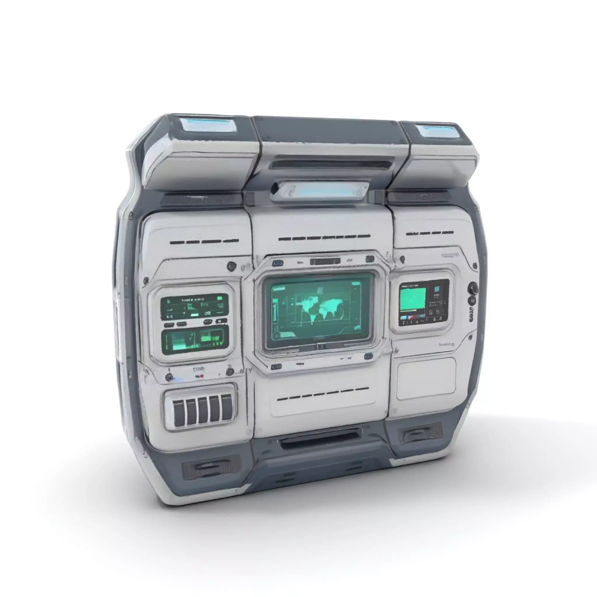 Futuristic Control Panel Model Pack with Interactive Screens Low-poly 3D model_0