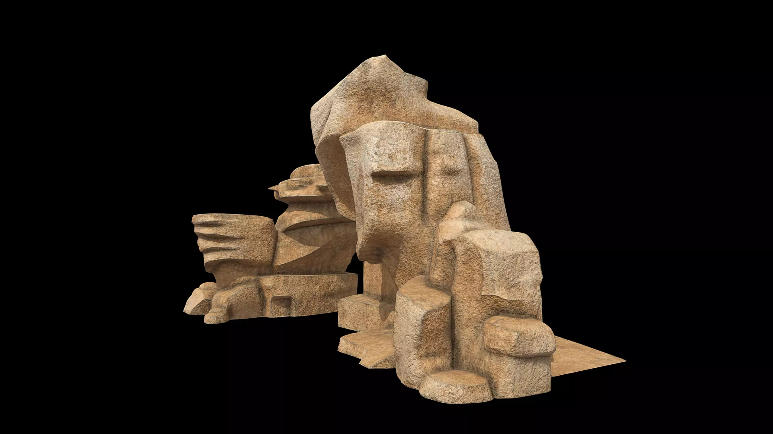 Stylized Rocky Terrain Asset Low-poly 3D model_1